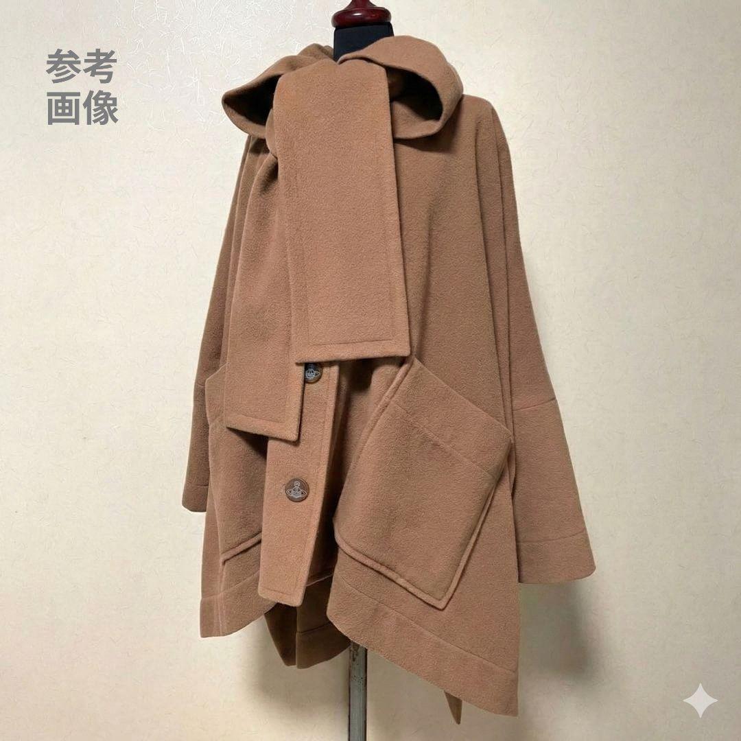 【美品】ヴィヴィアン マフラー付ウールコート スーパーワイド キャメル オーブ釦