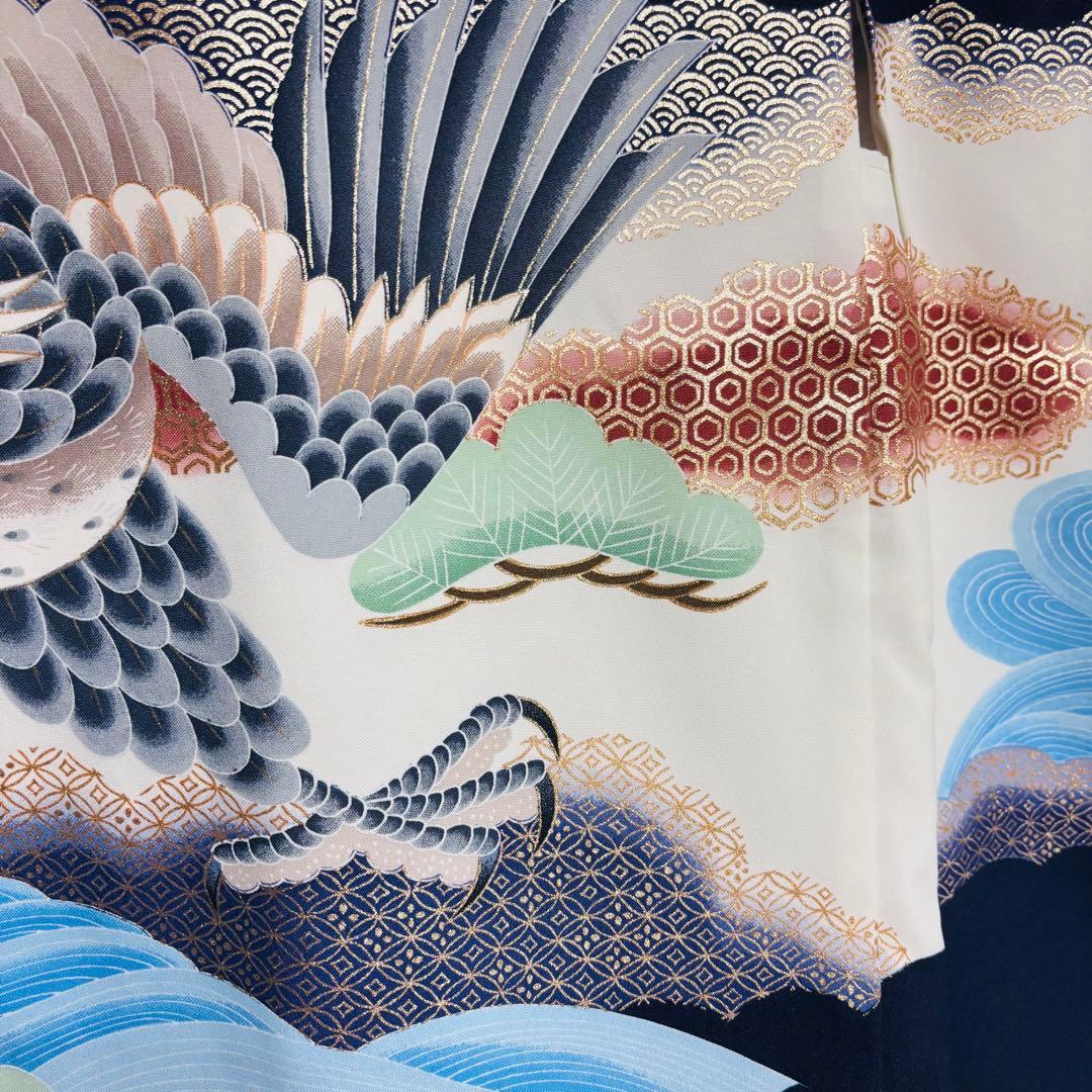 【男の子】 着物 袴 9点セット 七五三 鷹 模様 吉祥紋様金彩入り 日本製