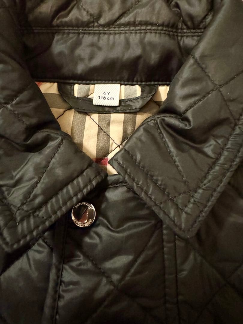 バーバリー ロンドン キッズ キルティングジャケット チェック 黒 6Y 120