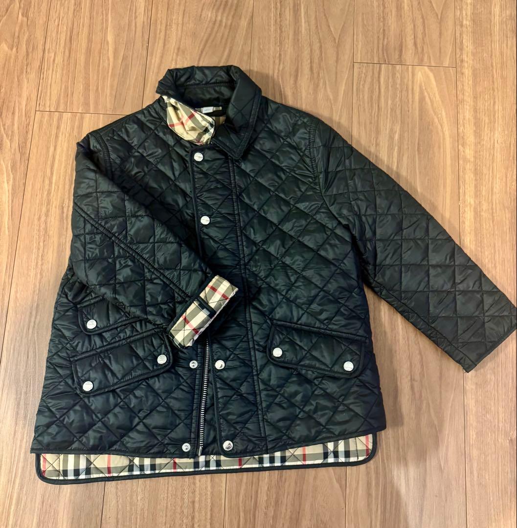バーバリー ロンドン キッズ キルティングジャケット チェック 黒 6Y 120