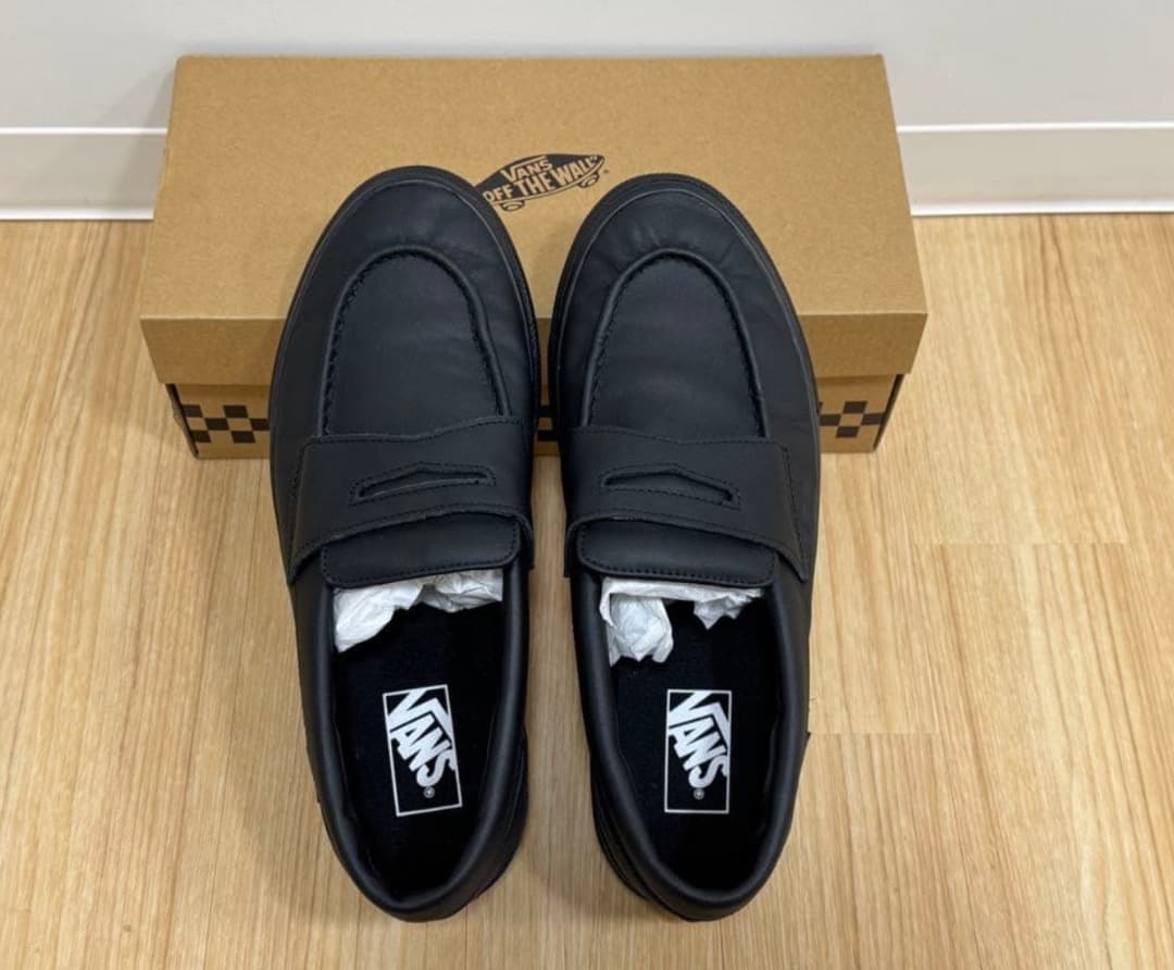 VANS レザー ローファー BLACK/BLACK V196CF 27.5