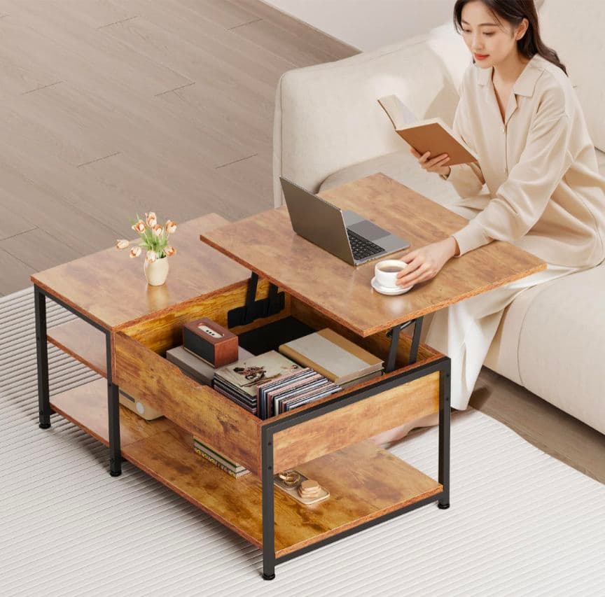 昇降式センターテーブル 収納付き　ビンテージ