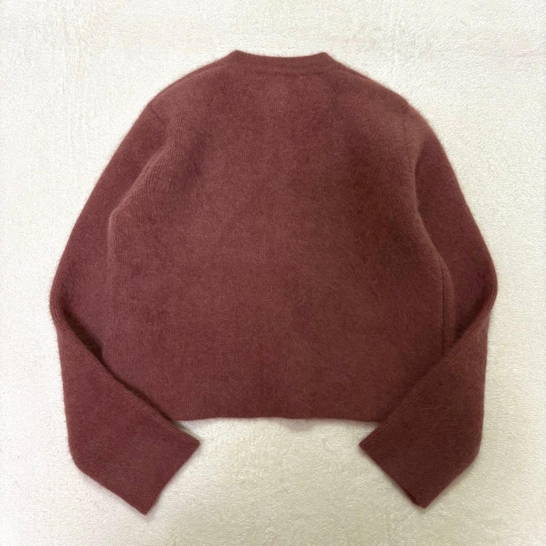 【美品】anuans アニュアンス ラクーンブレンドノーカラーニットジャケット