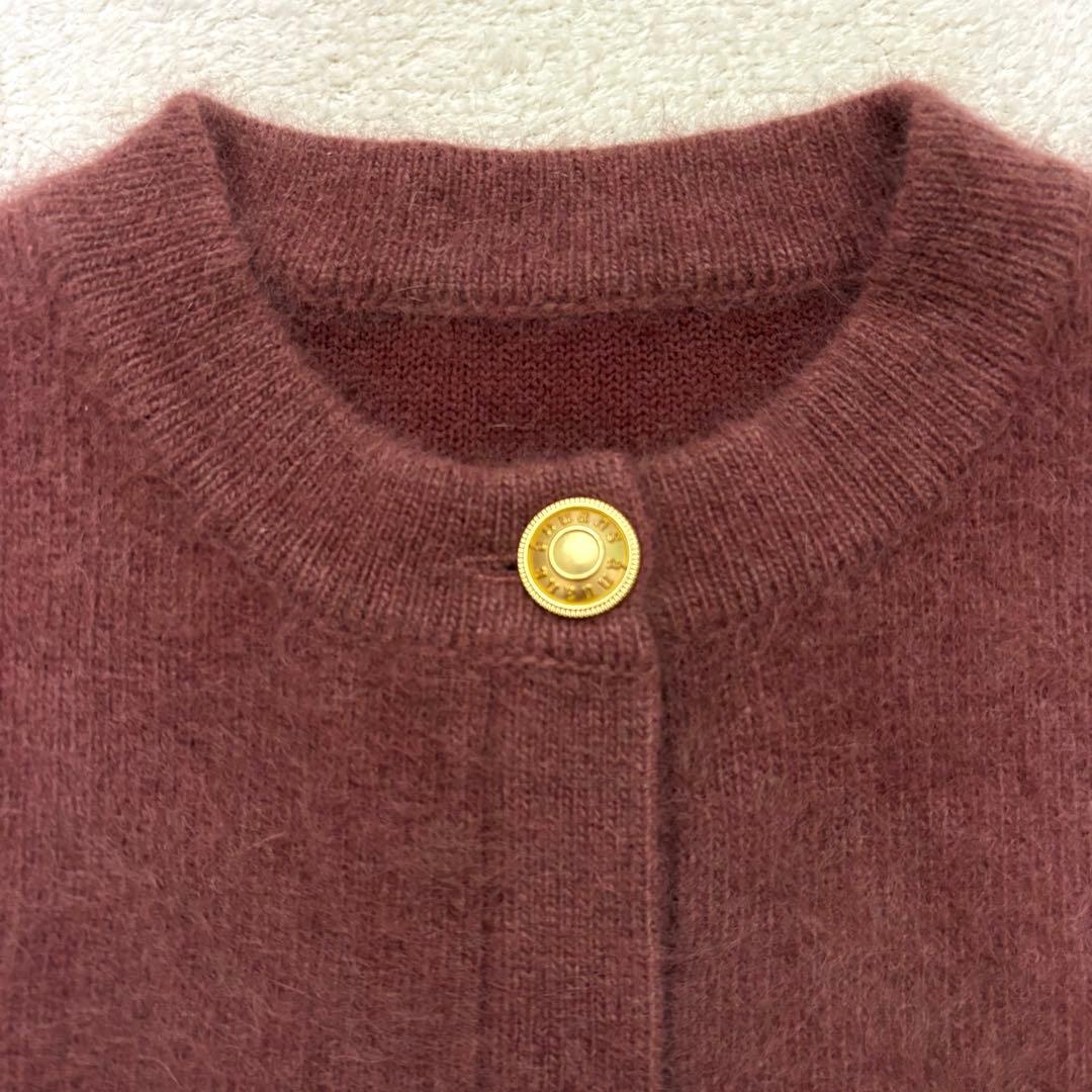 【美品】anuans アニュアンス ラクーンブレンドノーカラーニットジャケット