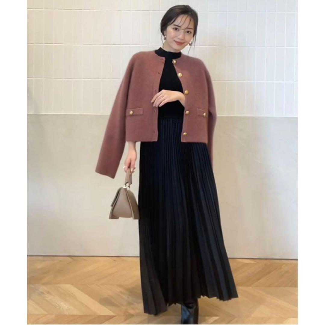 【美品】anuans アニュアンス ラクーンブレンドノーカラーニットジャケット