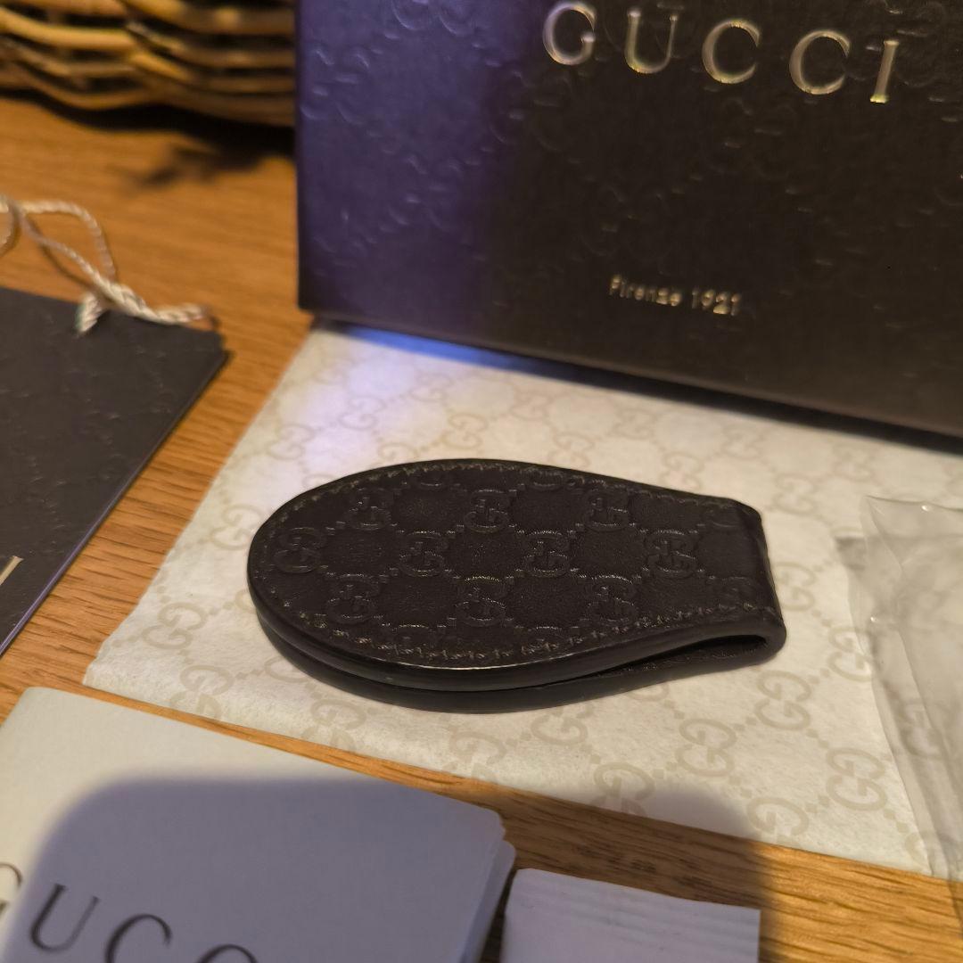 値下げ　美品　GUCCI　グッチ　マネークリップ　レザー