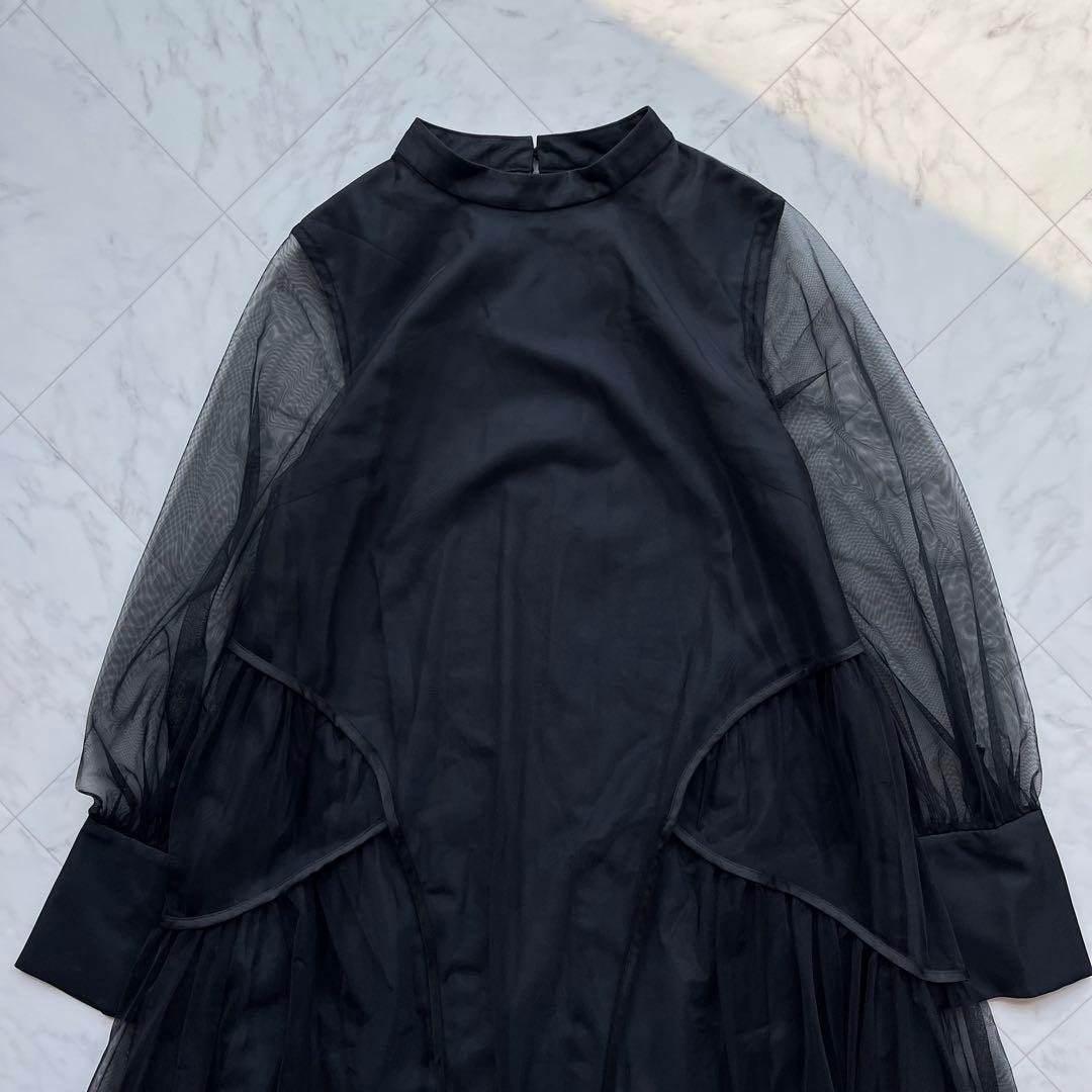 niana チュールパイピングAラインドレス オケージョンドレス ブラック　M