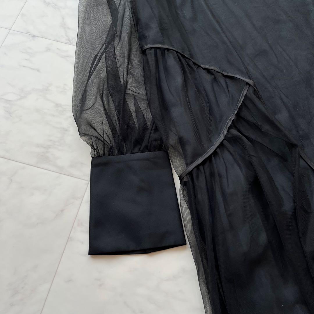 niana チュールパイピングAラインドレス オケージョンドレス ブラック　M