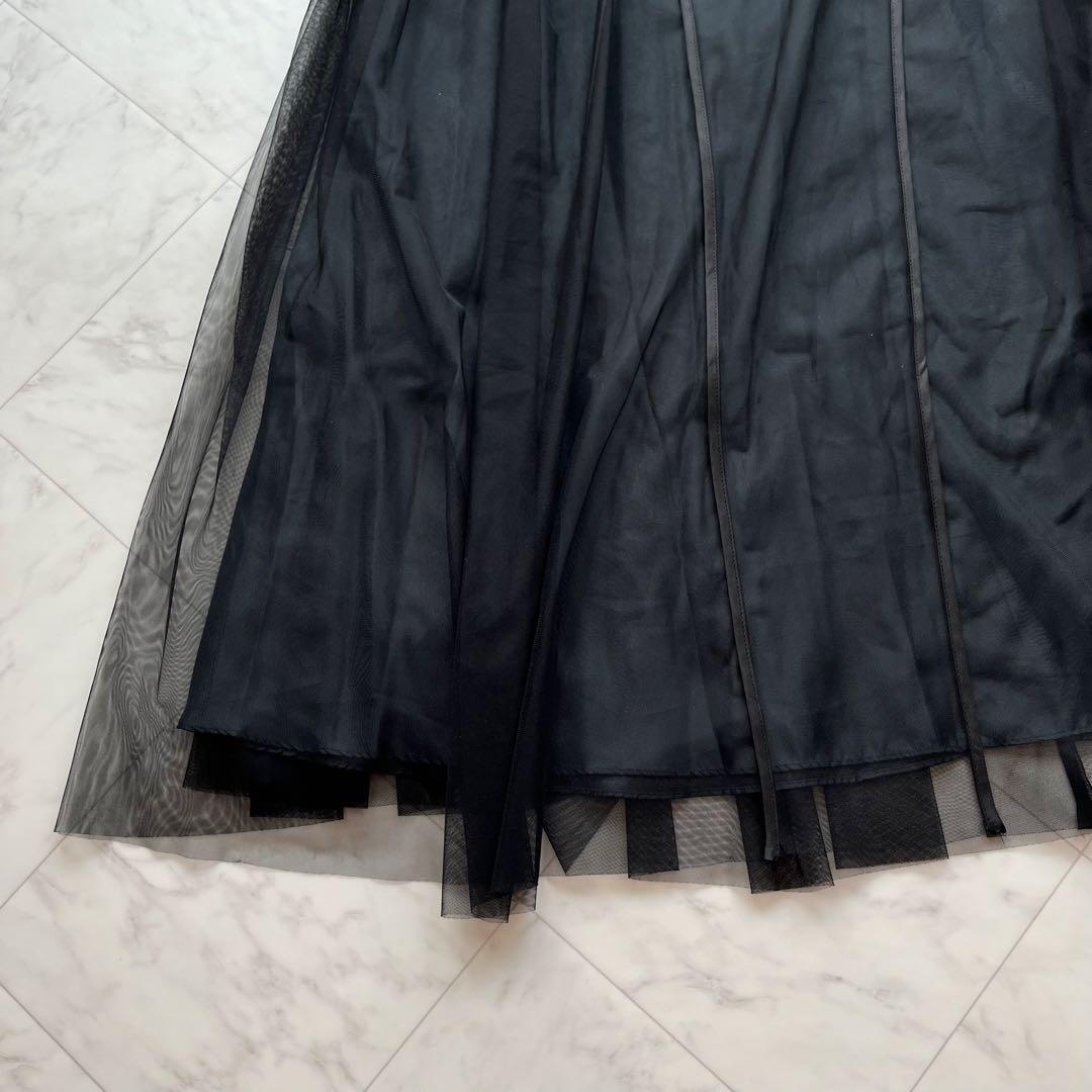 niana チュールパイピングAラインドレス オケージョンドレス ブラック　M