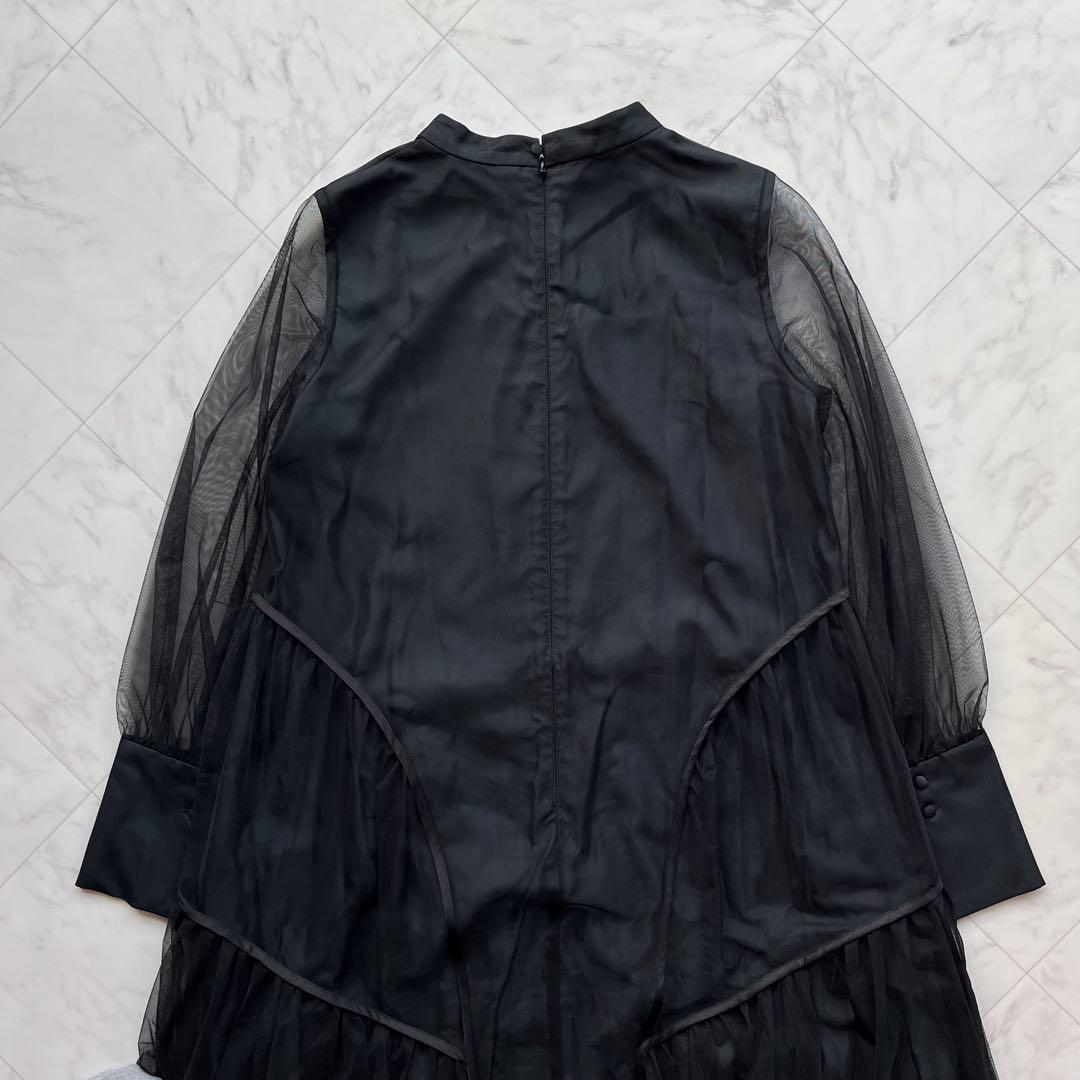 niana チュールパイピングAラインドレス オケージョンドレス ブラック　M