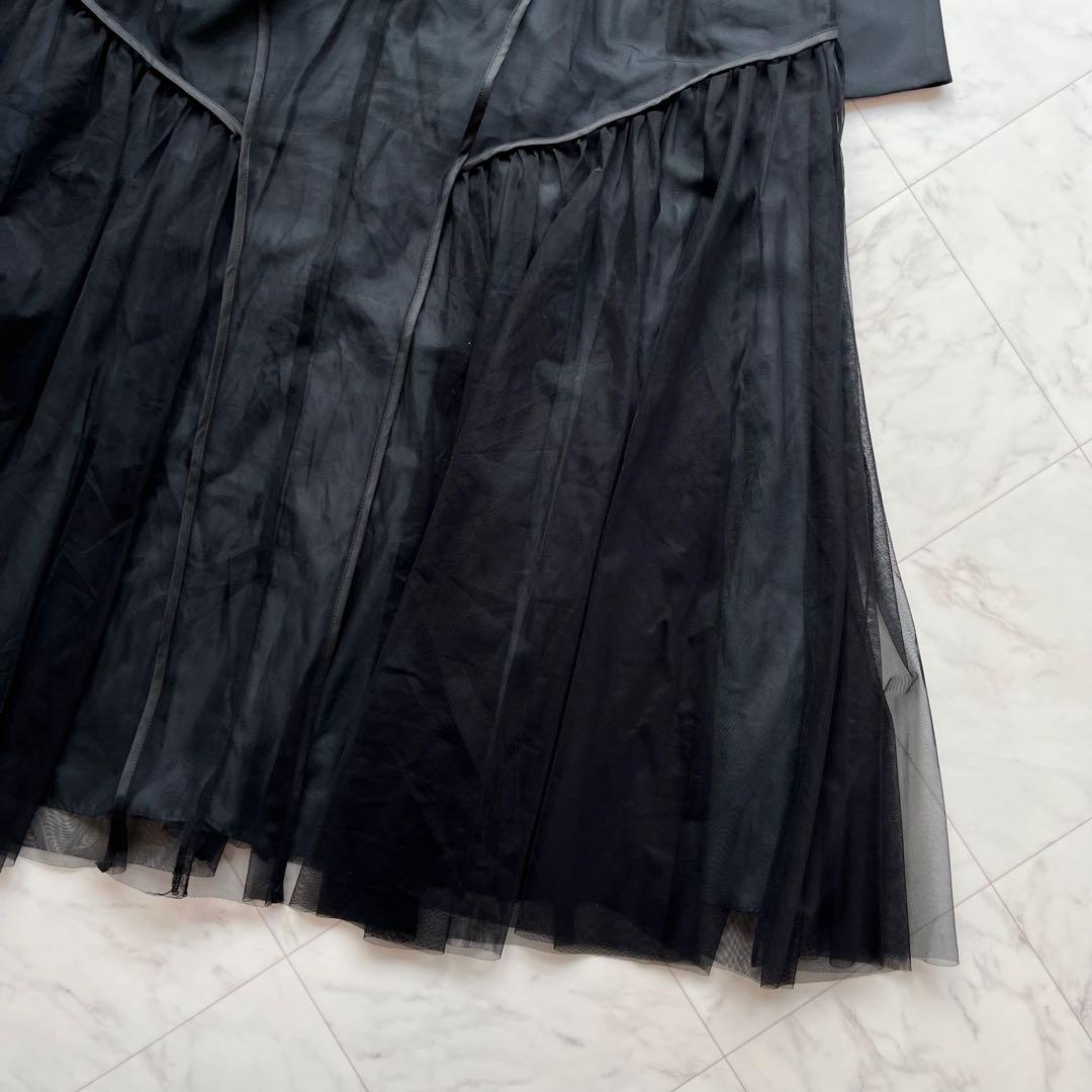 niana チュールパイピングAラインドレス オケージョンドレス ブラック　M