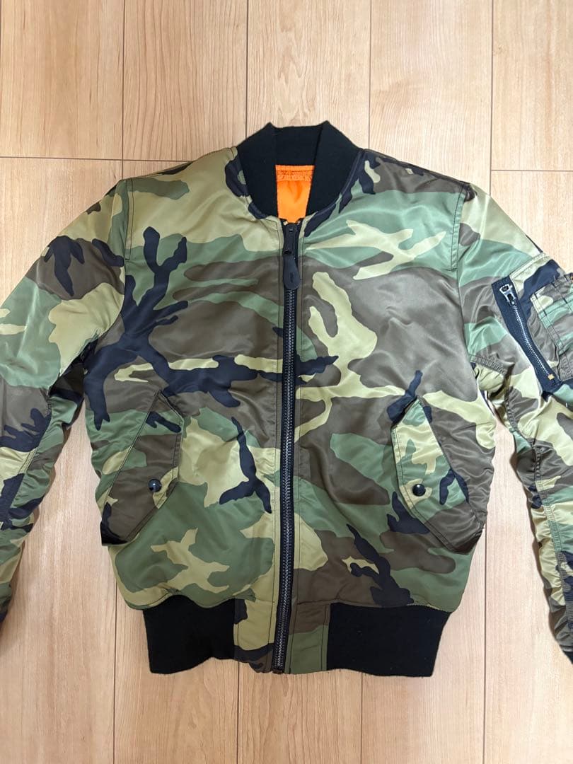 alpha ma-1 カモ 迷彩 アルファインダストリーズ 短丈 ブルゾン M