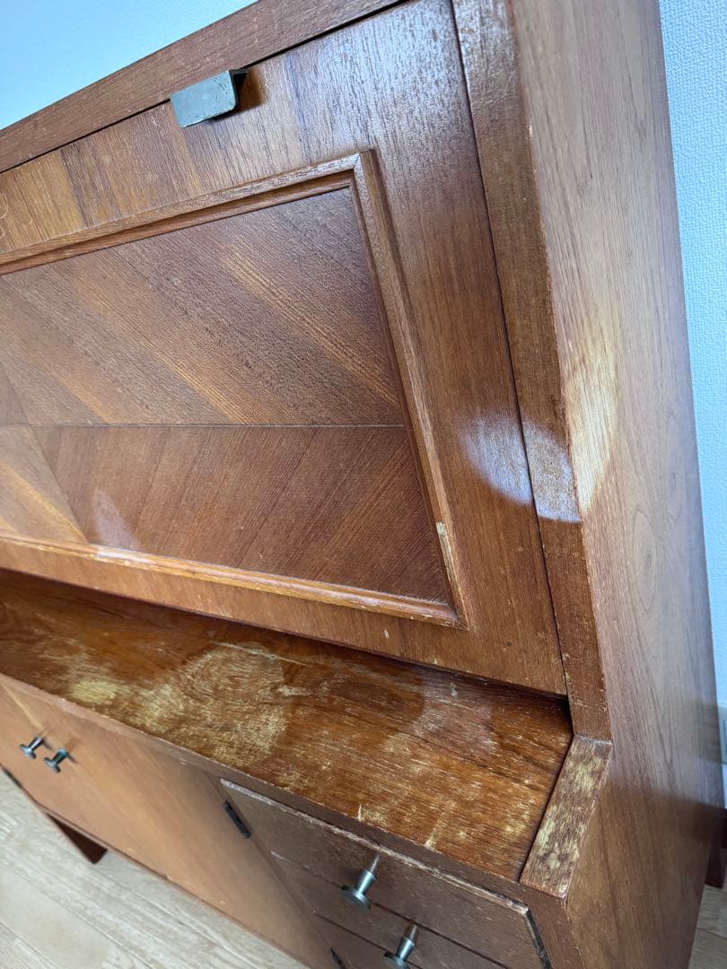 まと⭐︎木製ブラウン ライティングビューロ 引き出し4つ付き