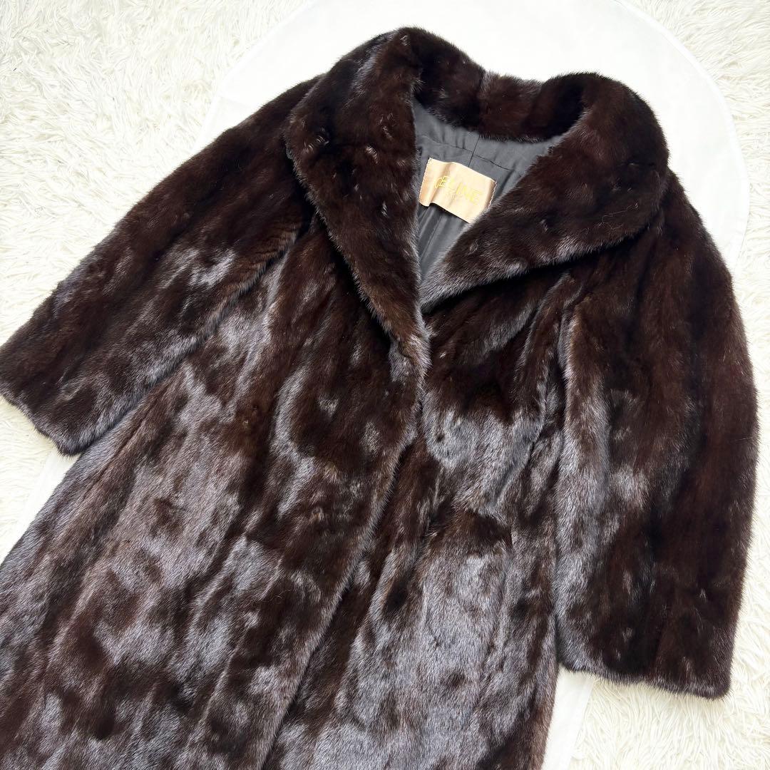 CELINE リアルミンクファーコート ロング丈 艶々 毛並み◎ XLサイズ相当