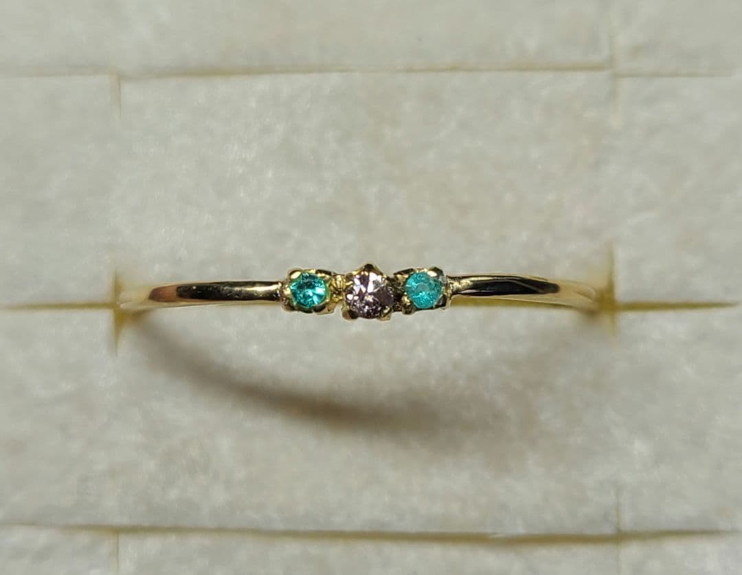 限定1本★アーガイルピンクダイヤモンドバターリャパライバトルマリン18金リング★