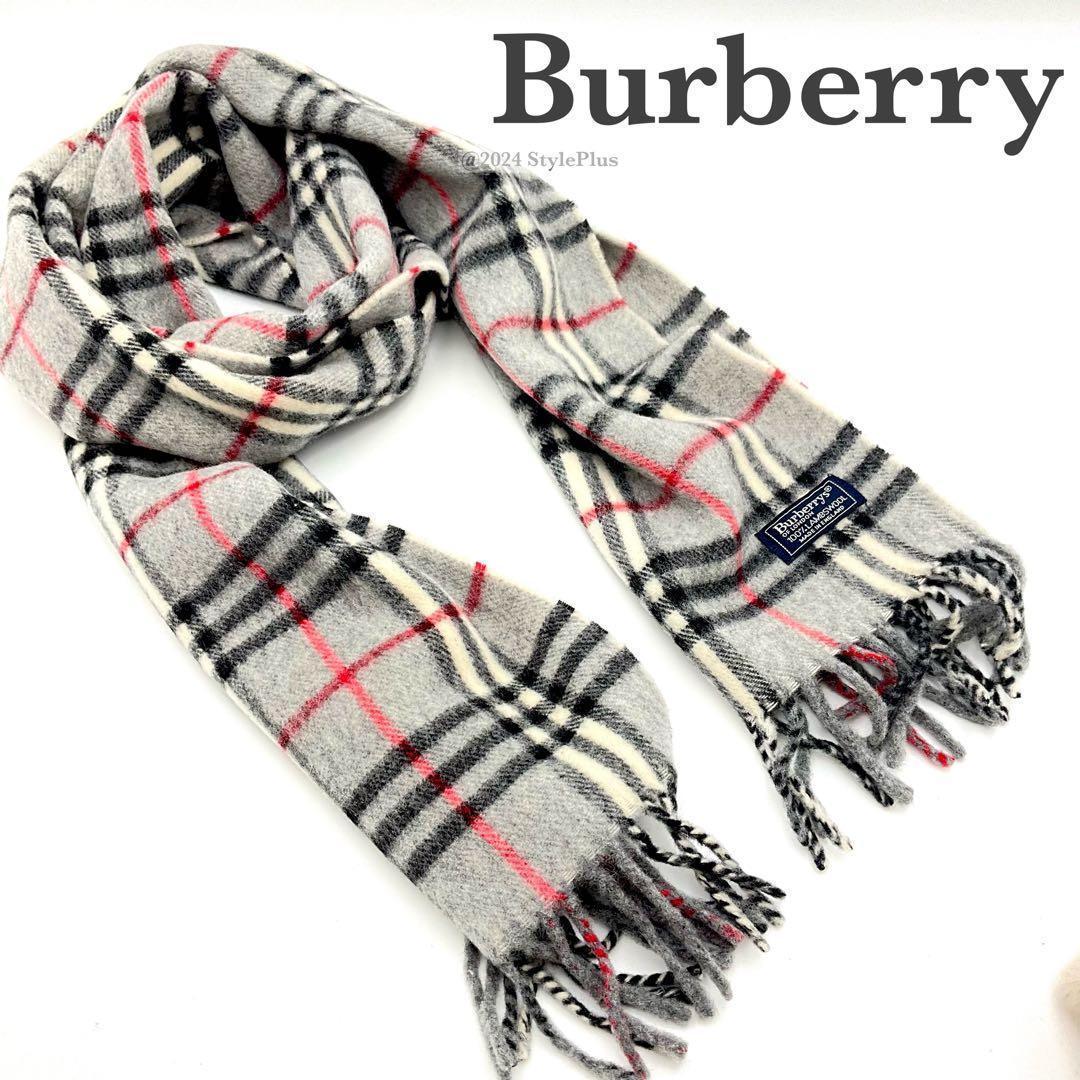 バーバリー Burberry マフラー ノバチェック グレー ウール