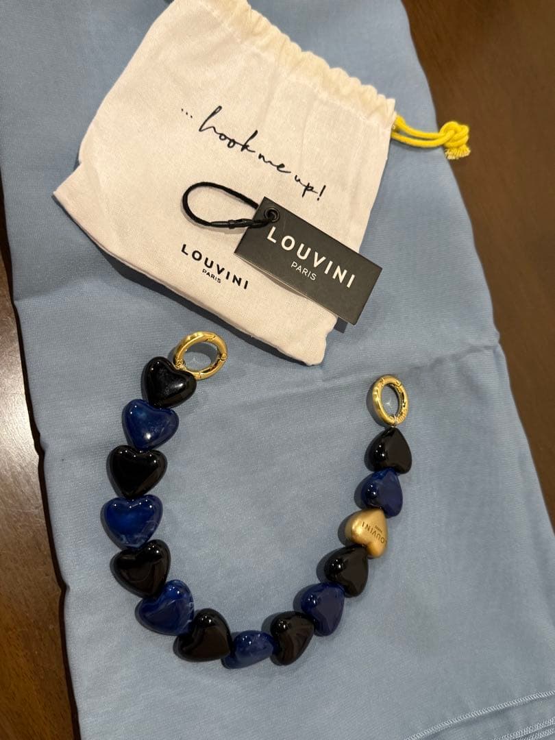 LOUVINI ハンドストラップ PETIT CUORE BLACK NAVY