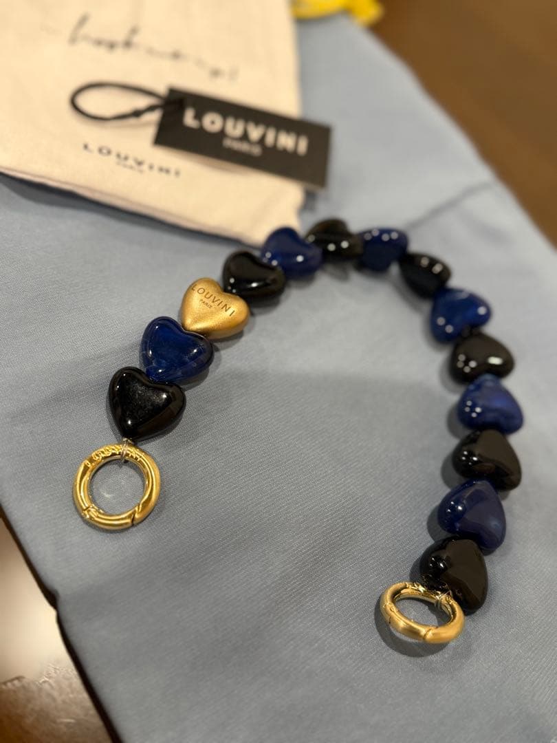LOUVINI ハンドストラップ PETIT CUORE BLACK NAVY