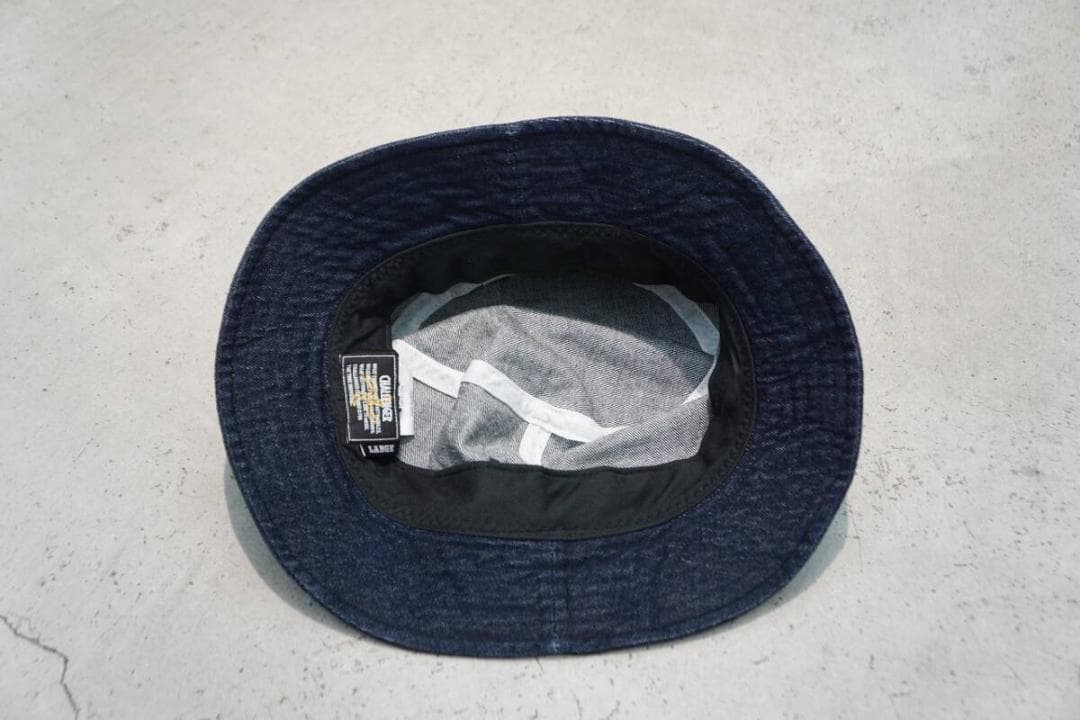 美品 challenger デニム バケット ハット 帽子 紺 901P▲