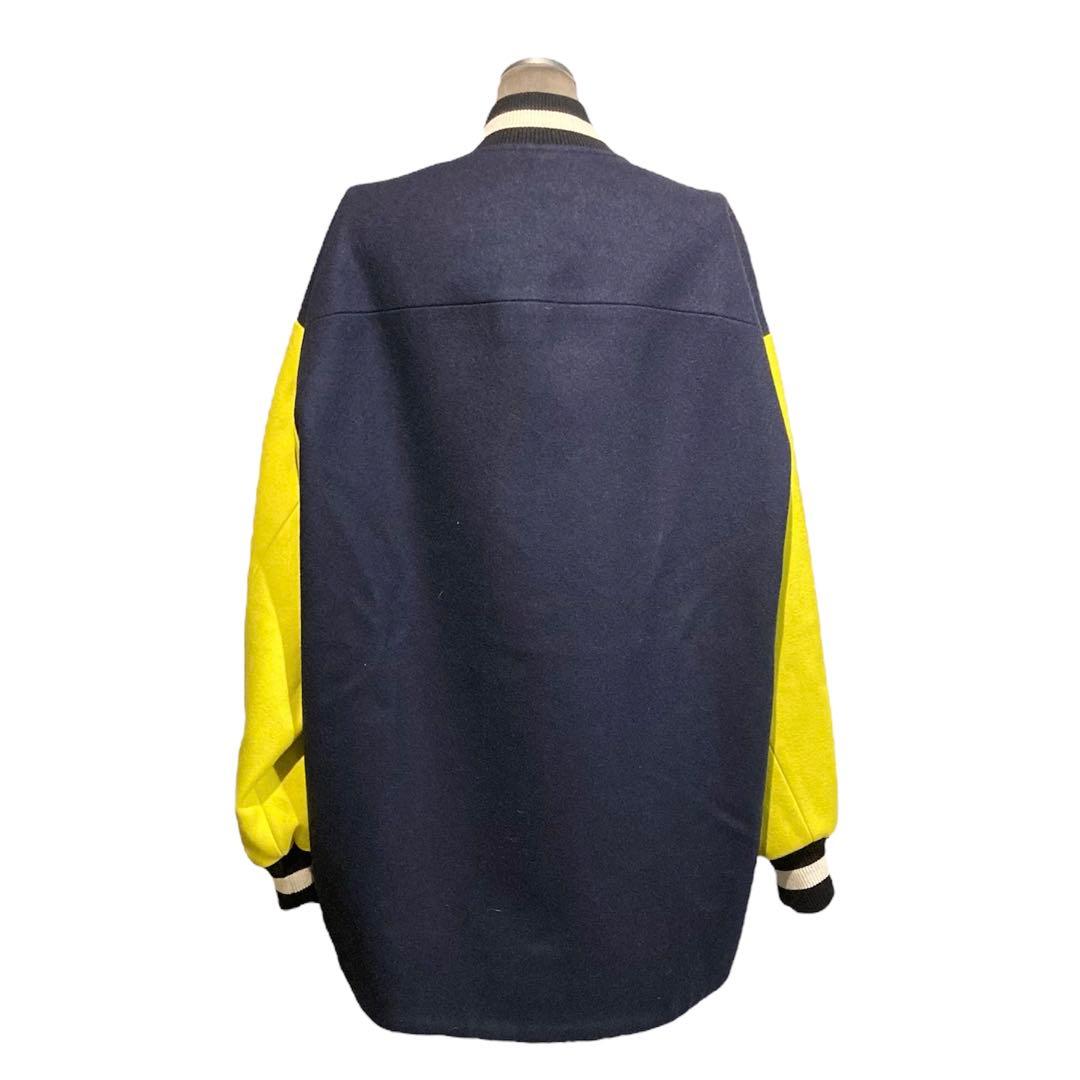 【美品】MSGM ウール スタジャン 総柄 オーバーサイズ M ネイビー