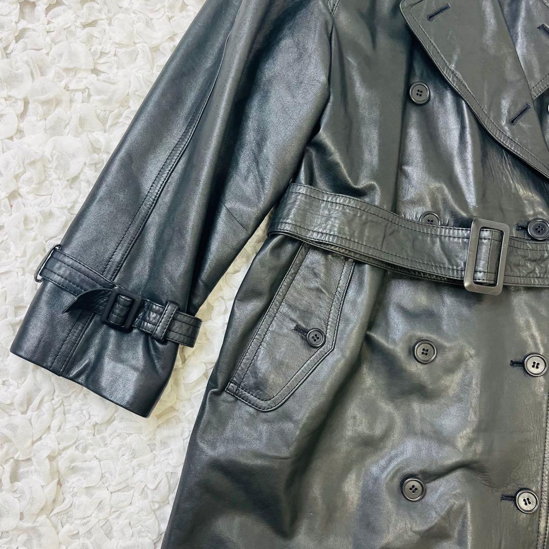 フロマージュFROMAGE 牛革レザートレンチコート ベルトダブルロングアウター