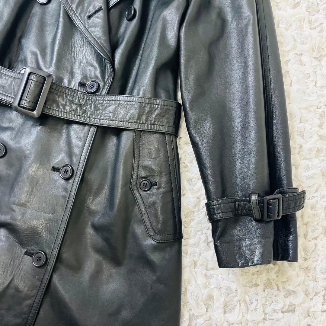 フロマージュFROMAGE 牛革レザートレンチコート ベルトダブルロングアウター