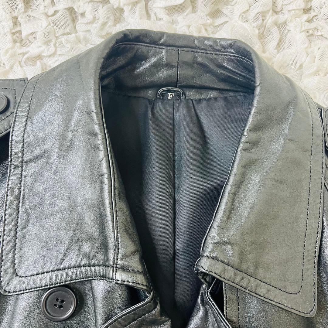 フロマージュFROMAGE 牛革レザートレンチコート ベルトダブルロングアウター