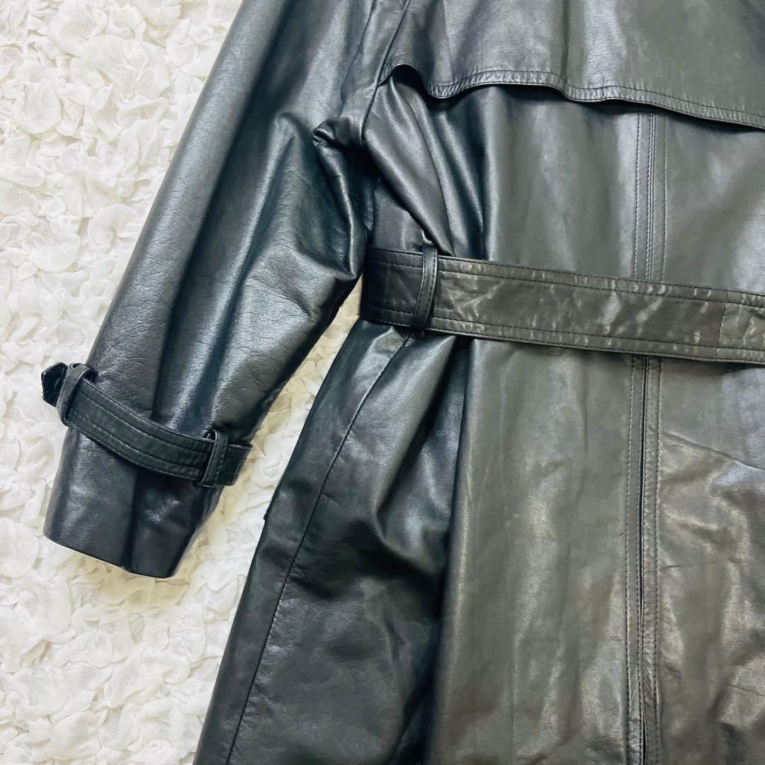 フロマージュFROMAGE 牛革レザートレンチコート ベルトダブルロングアウター