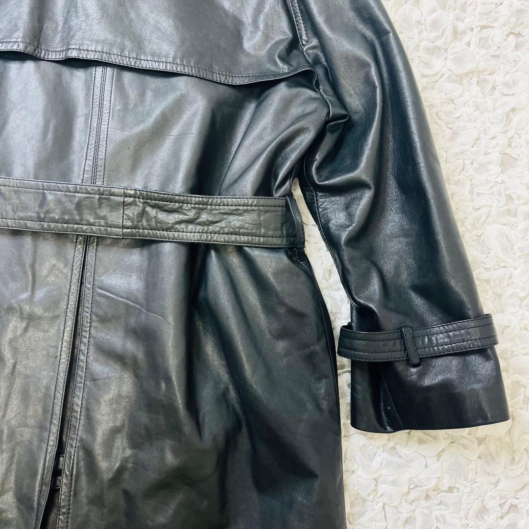 フロマージュFROMAGE 牛革レザートレンチコート ベルトダブルロングアウター