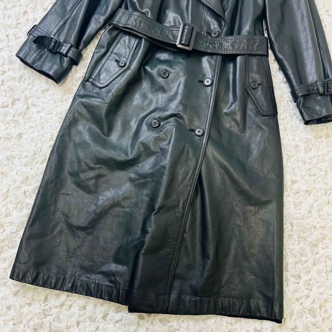 フロマージュFROMAGE 牛革レザートレンチコート ベルトダブルロングアウター