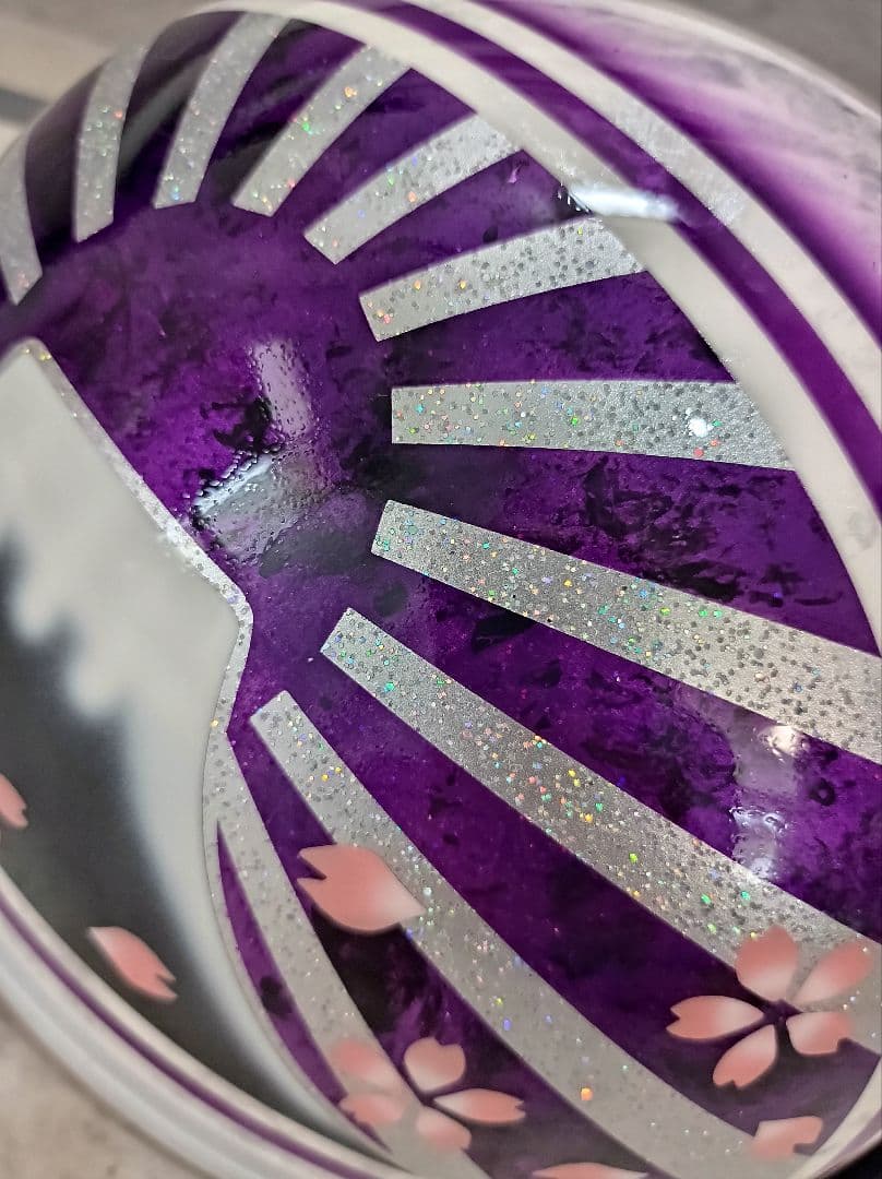 カスタムコルク半　白ラップ塗装✘Candyパープルラップ富士日章　七色ラメ