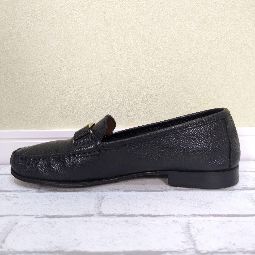 美品　Ferragamo　フェラガモ　シボ革　ローファー　ヴァラ　ゴールド