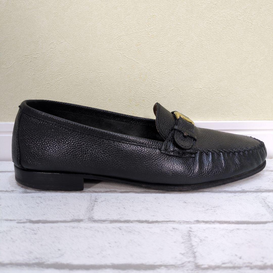 美品　Ferragamo　フェラガモ　シボ革　ローファー　ヴァラ　ゴールド