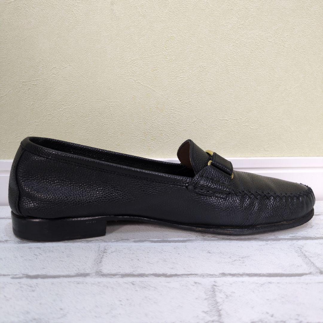 美品　Ferragamo　フェラガモ　シボ革　ローファー　ヴァラ　ゴールド