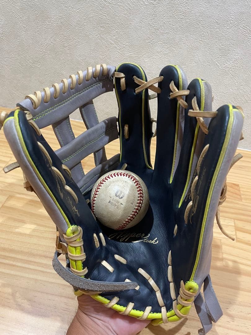 ローリングス　軟式　外野用 ネイビー×グレー×イエロー サイズ　12 3/4