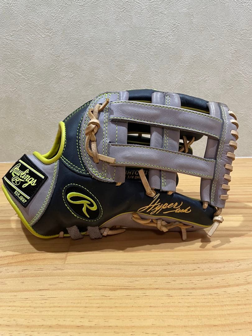 ローリングス　軟式　外野用 ネイビー×グレー×イエロー サイズ　12 3/4