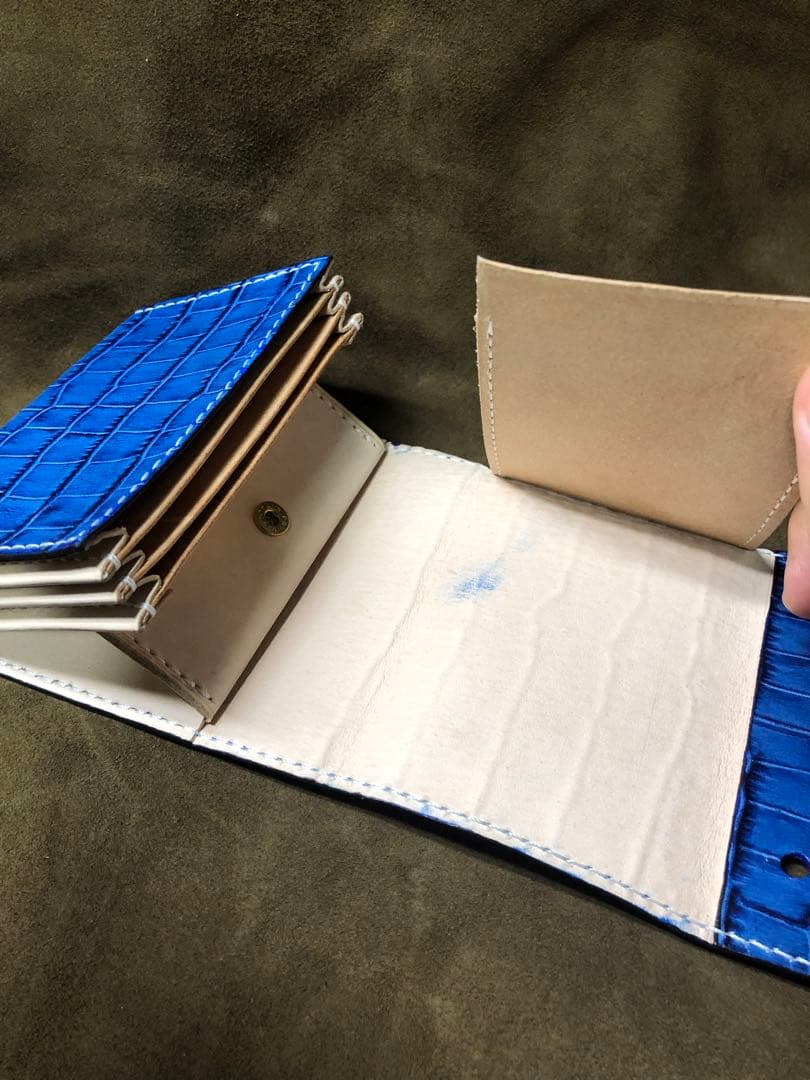 エムピウ ミッレフォッリエ風　革財布　クロコダイル型押しレザー