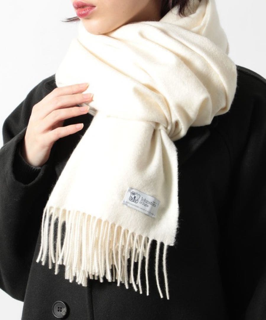 ジョンストンズ　カシミア大判ストール　ホワイト