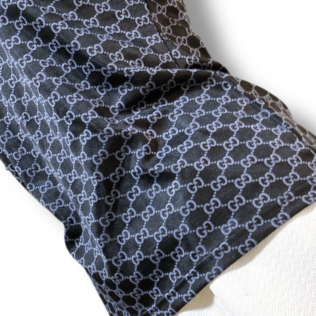 グッチ イタリア製 良品 GG柄 総柄 クルーネック カットソー ブラック