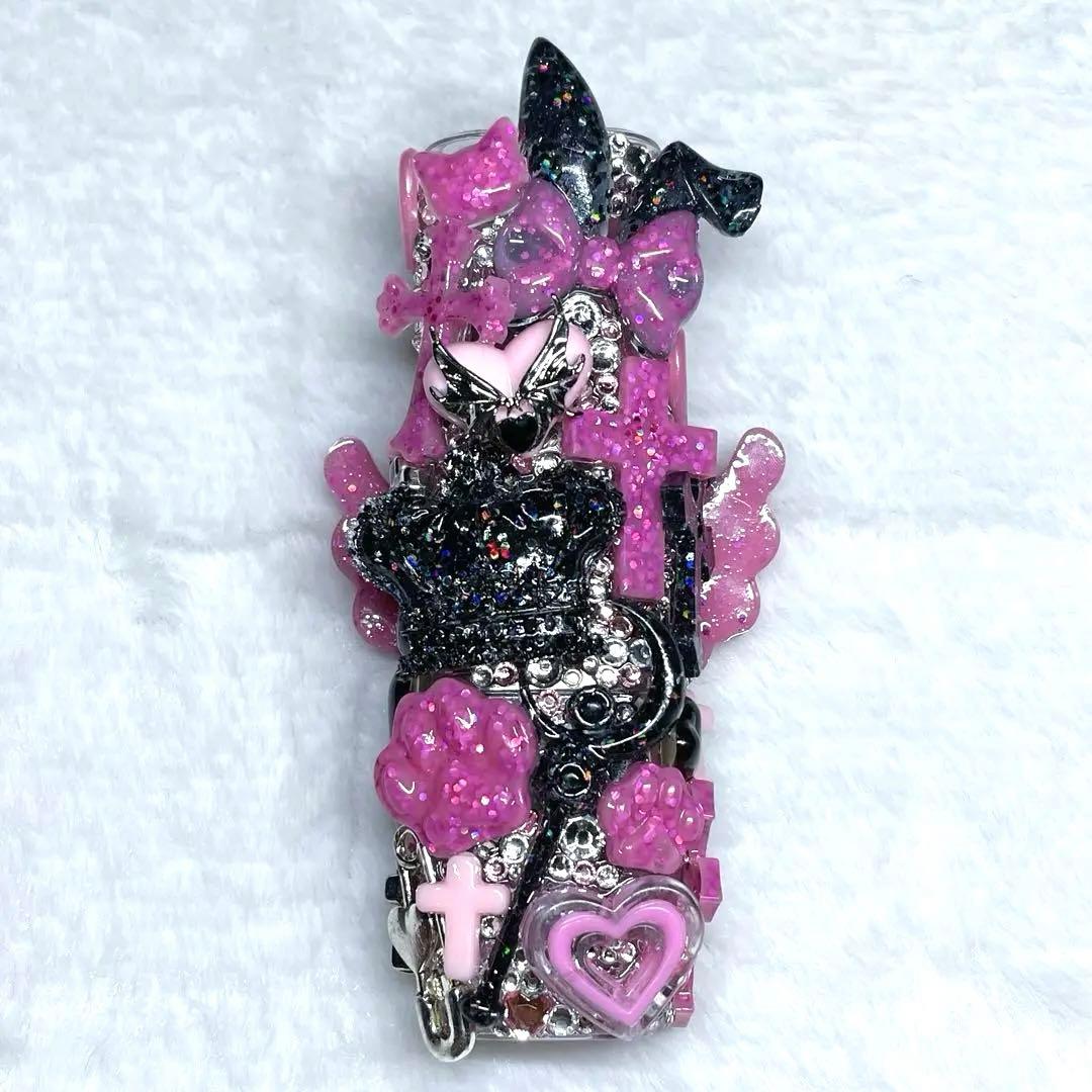 ❤︎ iQOS イルマワン ケースデコ ピンク ブラック 十字架 天使 ❤︎