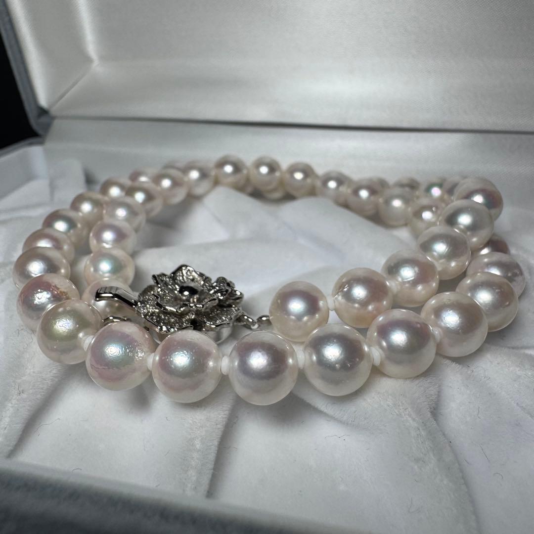 アコヤ真珠 ネックレス パール 7.8mm 43cm 36.4g ホワイトピンク