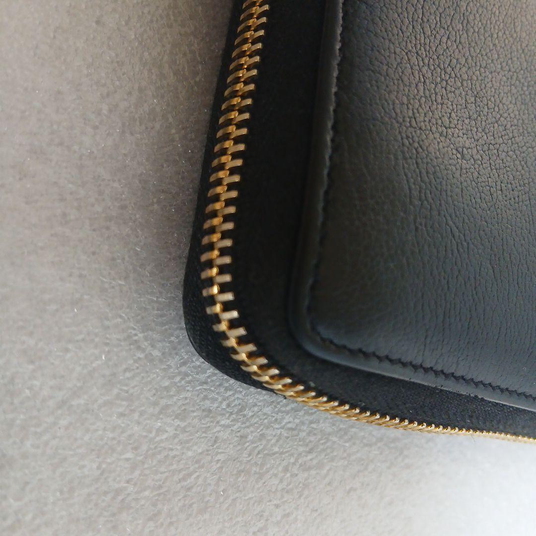 イヴ・サンローランYSL 黒 レザー 長財布 ゴールドジッパー