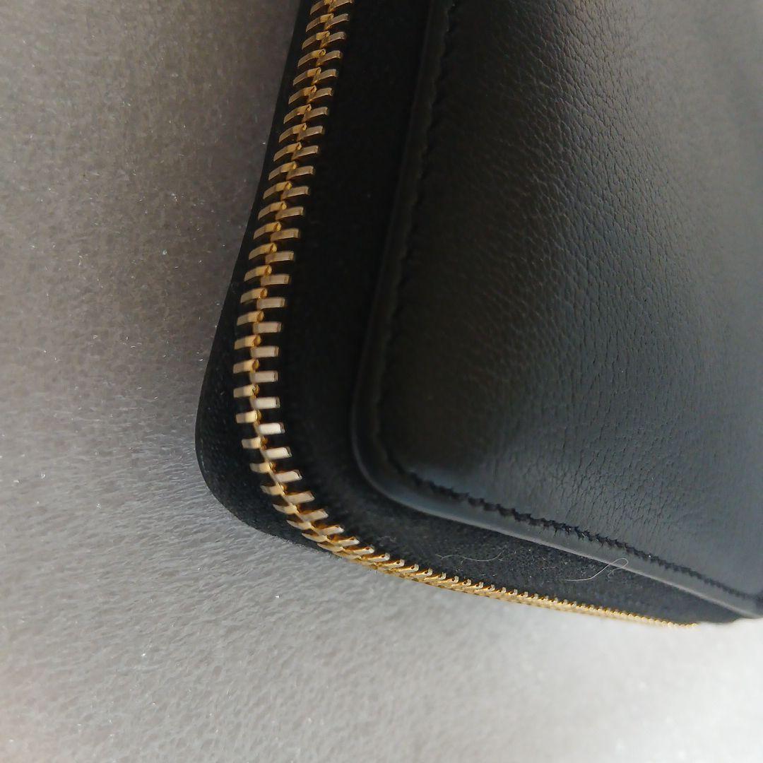 イヴ・サンローランYSL 黒 レザー 長財布 ゴールドジッパー