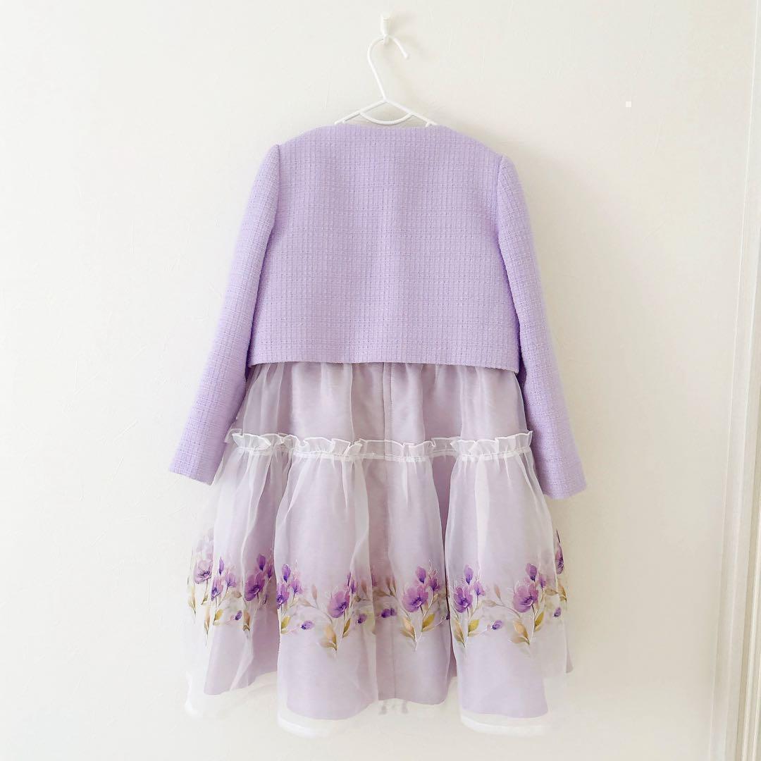 CHOPIN ボリュームオーガンジーアンサンブル 花柄 パープル 紫 120cm