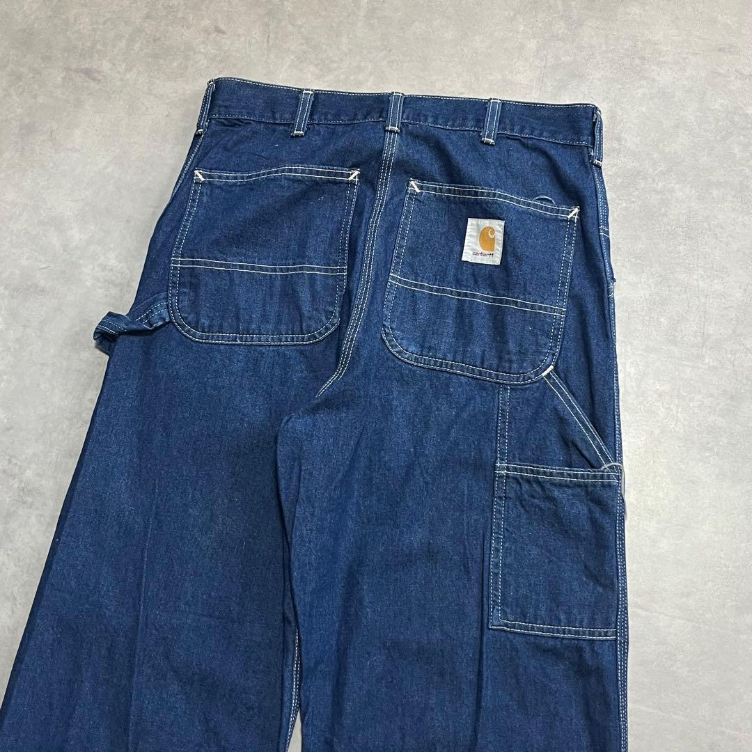 90's カーハート　星タグ　白ステッチ　ペインターパンツ　濃紺　ブルー　USA