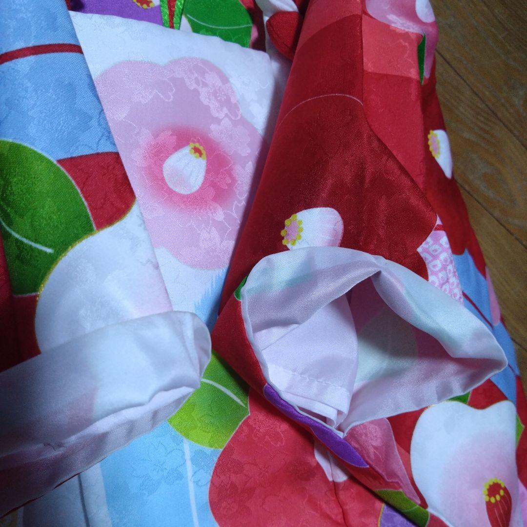 三歳★花ひめ★椿と矢羽根★被布着物小物フルセット★赤ピンク