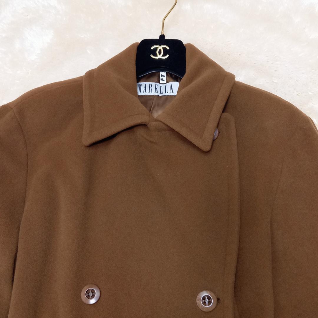 大きめサイズ✨MaxMara サイズ40 ダブルチェスターコート カシミヤ混