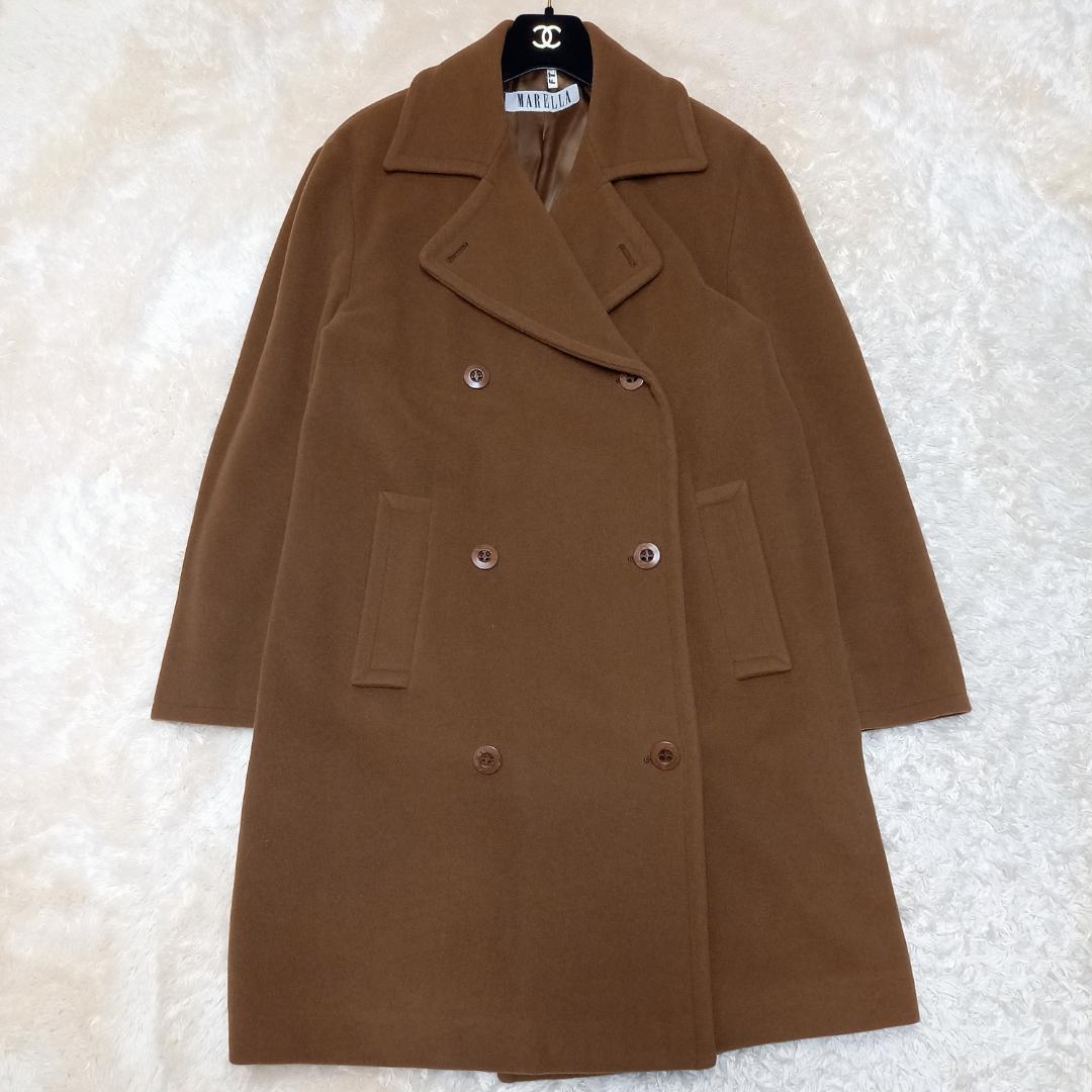 大きめサイズ✨MaxMara サイズ40 ダブルチェスターコート カシミヤ混