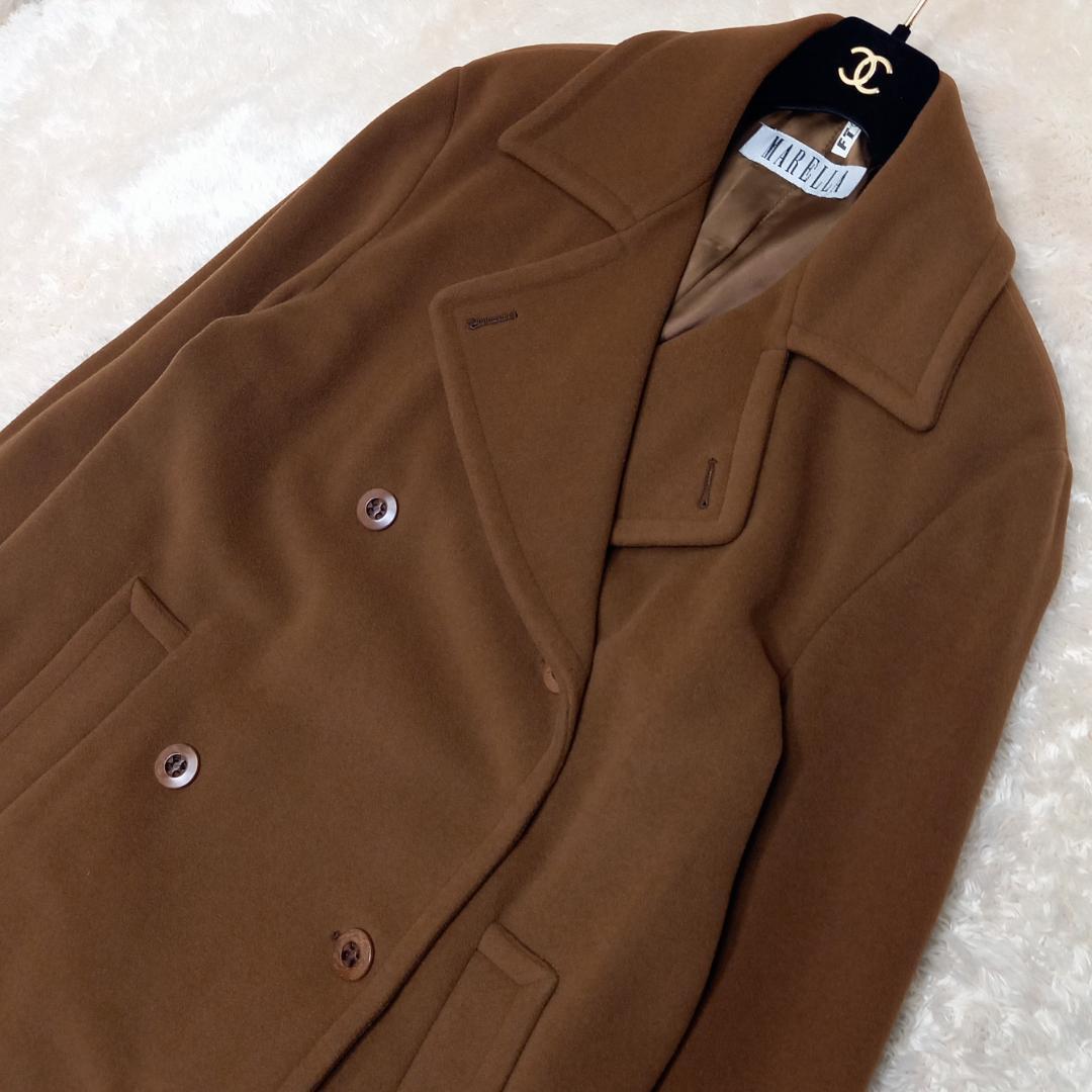 大きめサイズ✨MaxMara サイズ40 ダブルチェスターコート カシミヤ混