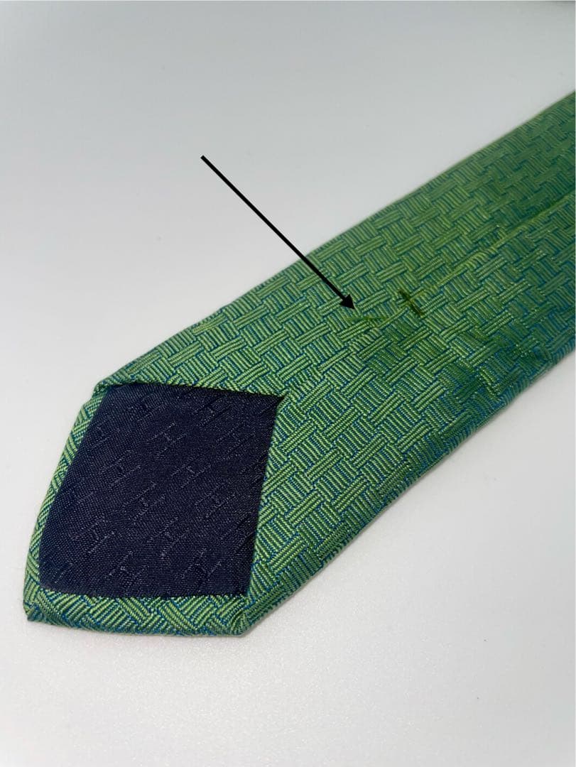 美品 エルメス ハイブランド ネクタイ ファソネ H柄 グリーン 桜柄 花柄 春